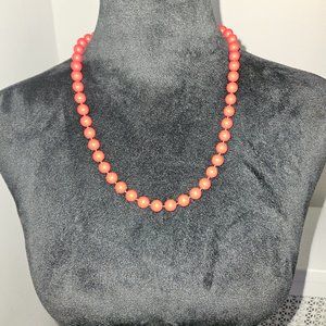 Vintage Red  Beads Necklace 24 inch